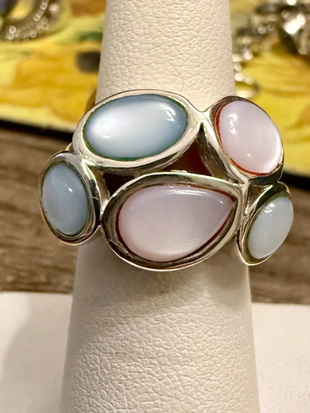 Sterling silver ring multi-stone cluster design